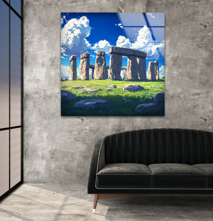 Stonehenge Glass Wall Art - Scenic Daylight