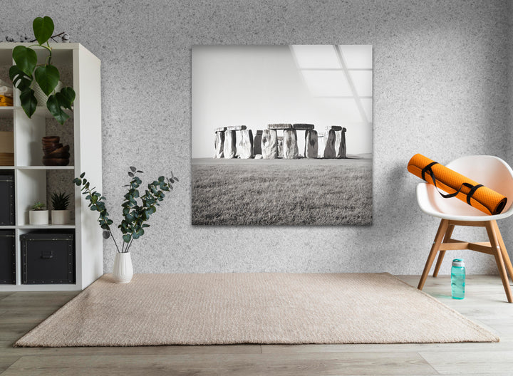 Stonehenge Black & White Wall Art - Glass Kitchen Backsplash