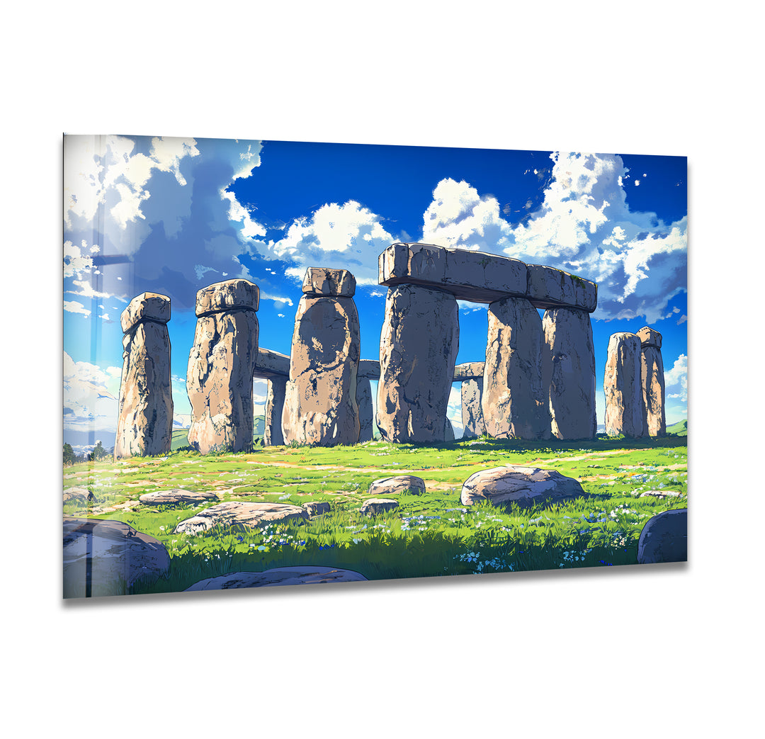 Stonehenge Glass Wall Art - Scenic Daylight