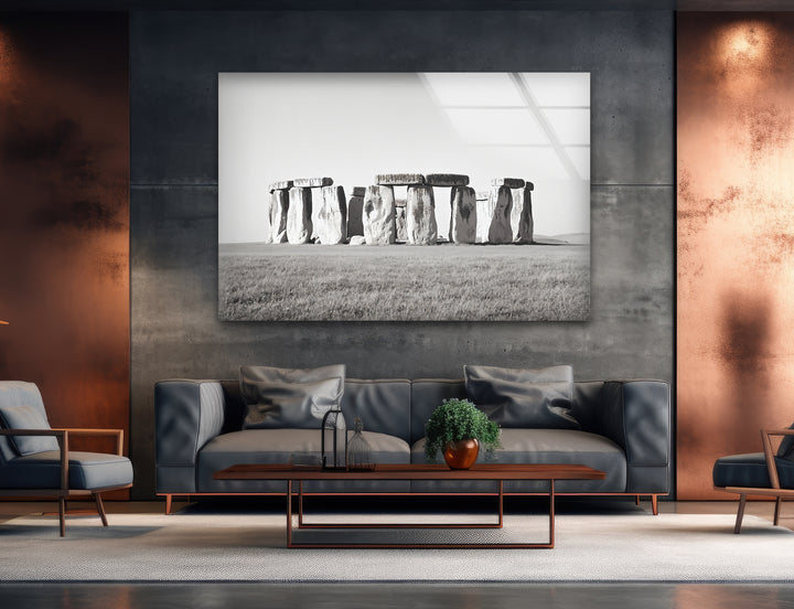 Stonehenge Black & White Wall Art - Glass Kitchen Backsplash