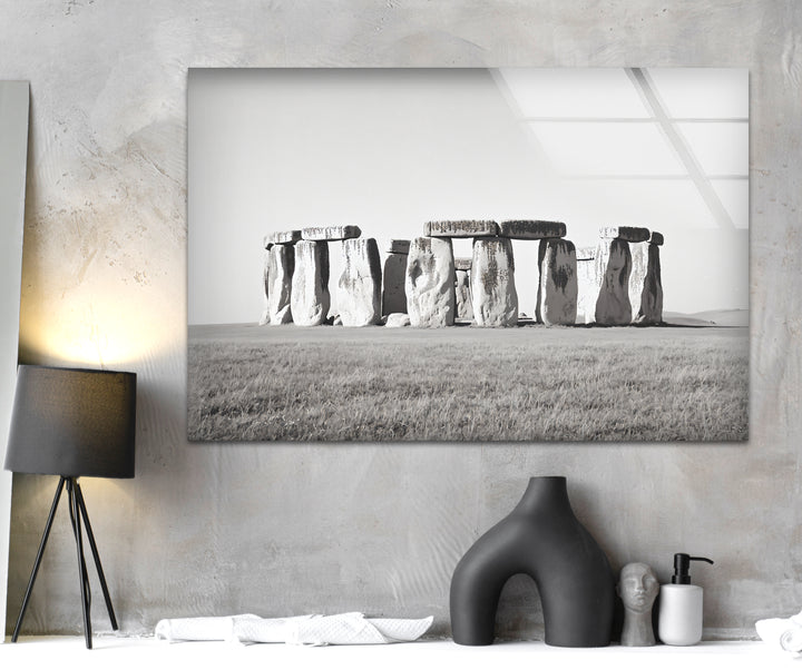 Stonehenge Black & White Wall Art - Glass Kitchen Backsplash