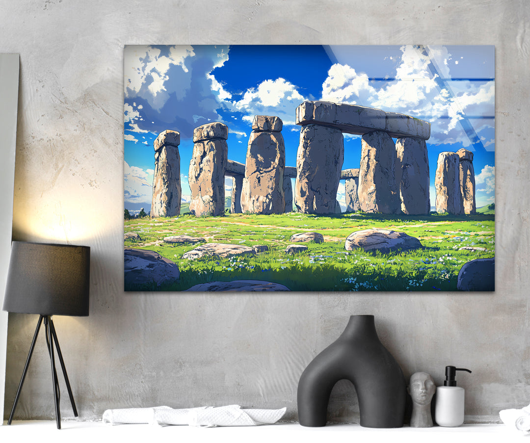 Stonehenge Glass Wall Art - Scenic Daylight