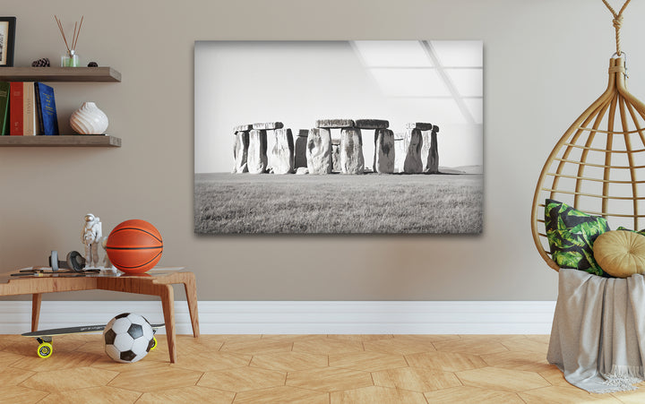 Stonehenge Black & White Wall Art - Glass Kitchen Backsplash