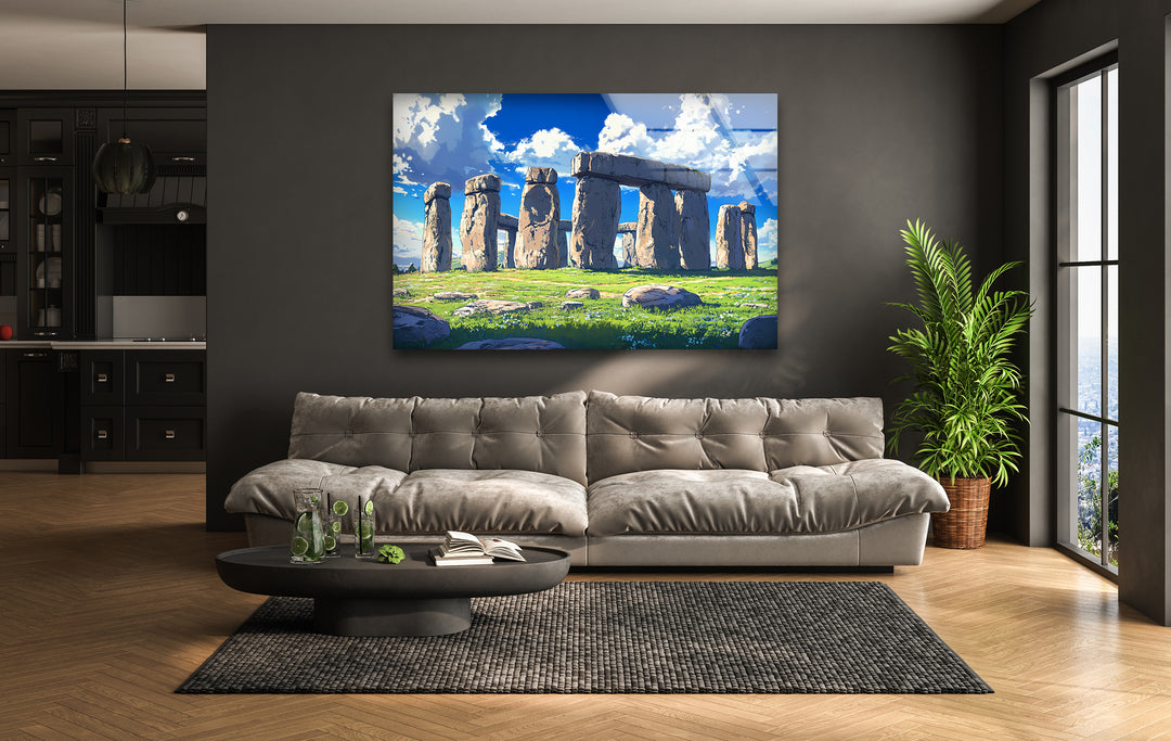 Stonehenge Glass Wall Art - Scenic Daylight