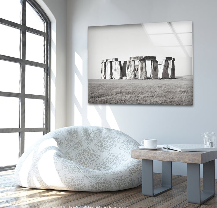 Stonehenge Black & White Wall Art - Glass Kitchen Backsplash