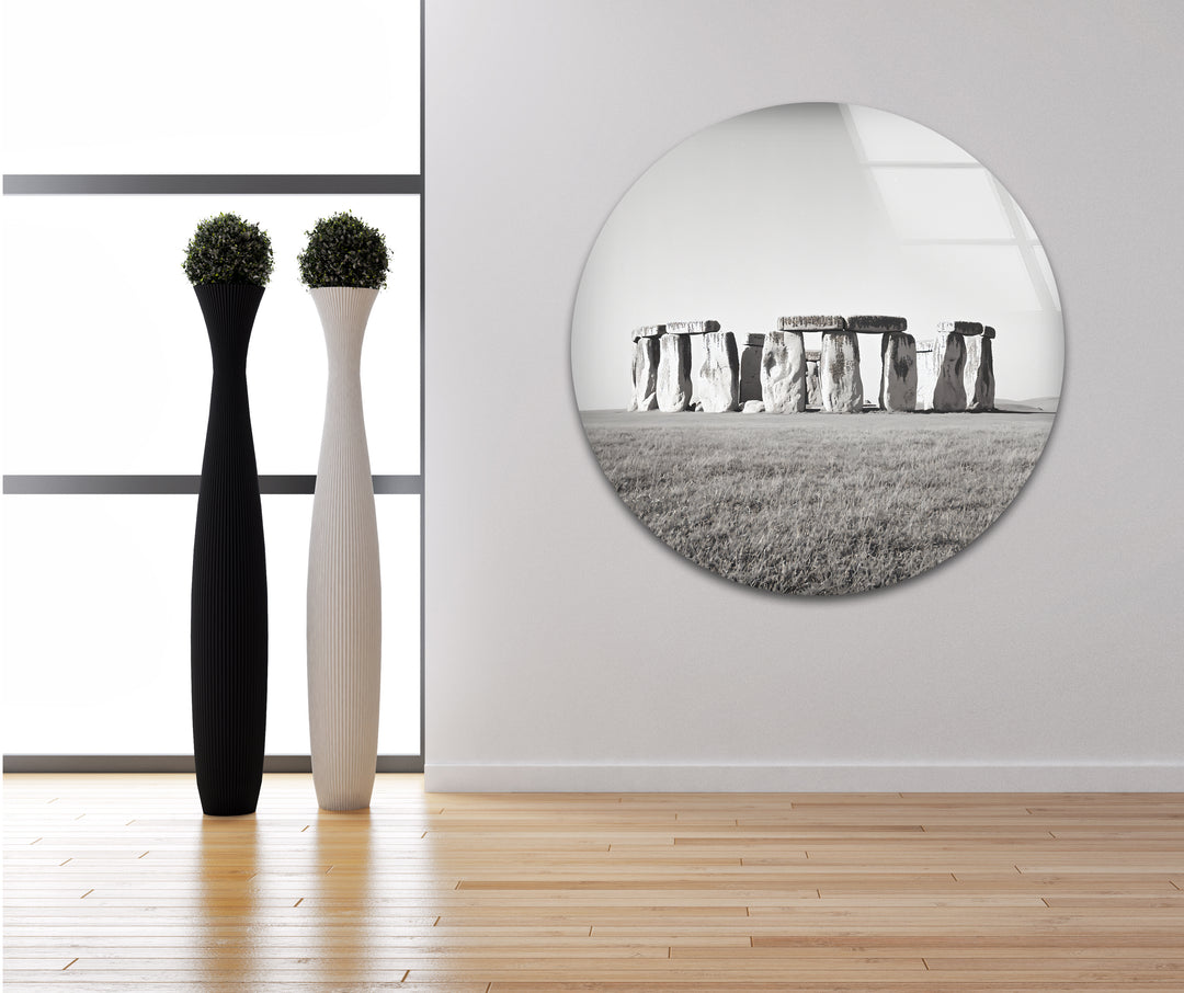 Stonehenge Black & White Wall Art - Glass Kitchen Backsplash