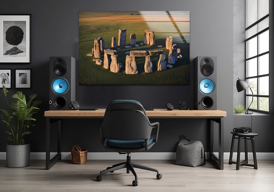 Stonehenge Aerial View Glass Wall Art – Iconic Ancient Wonder