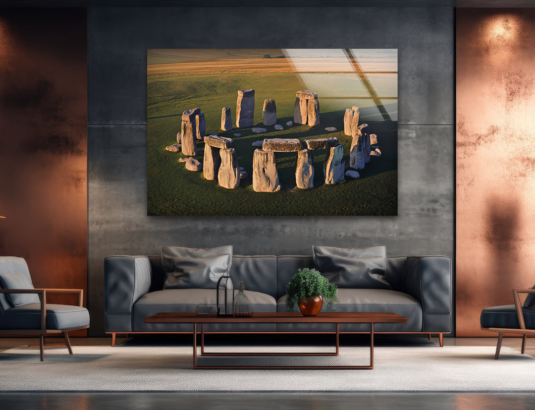 Stonehenge Aerial View Glass Wall Art – Iconic Ancient Wonder