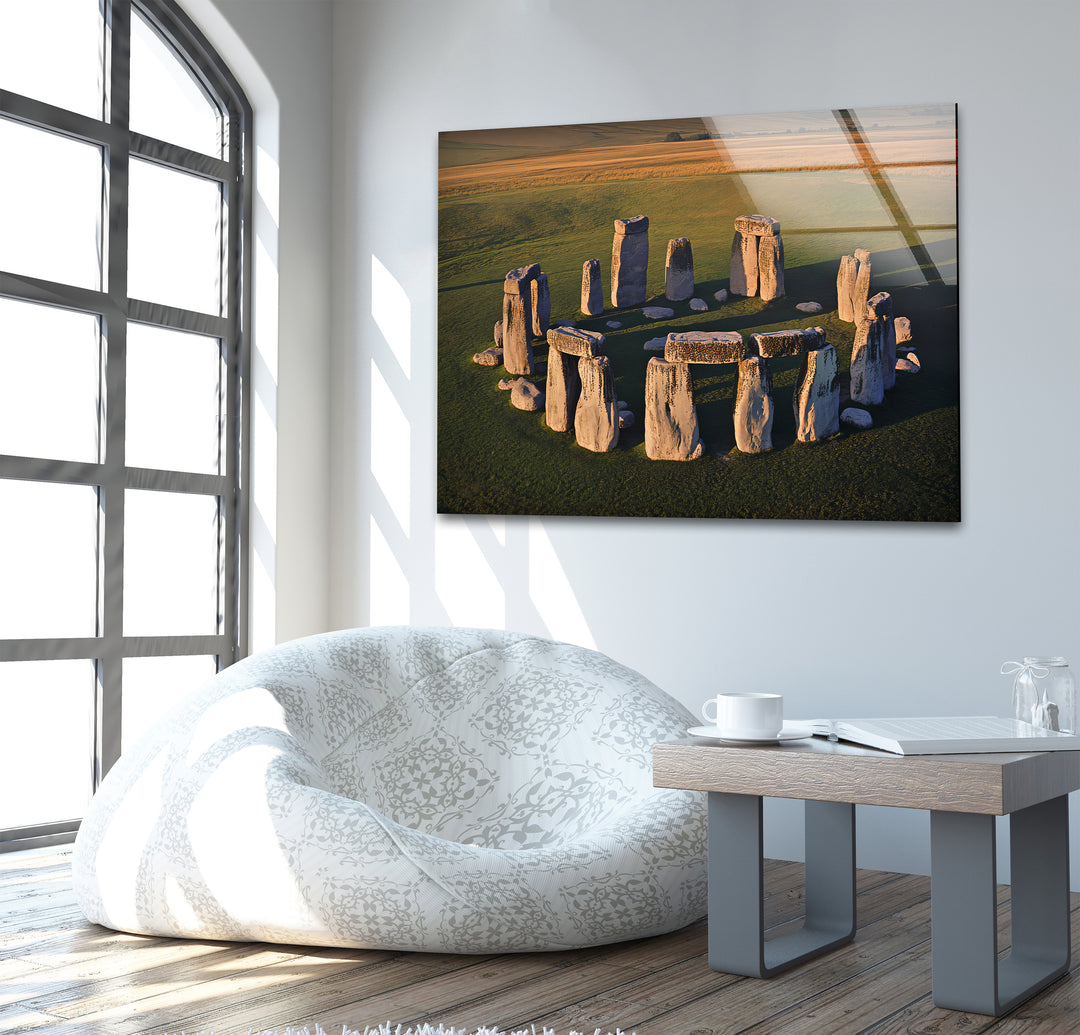 Stonehenge Aerial View Glass Wall Art – Iconic Ancient Wonder