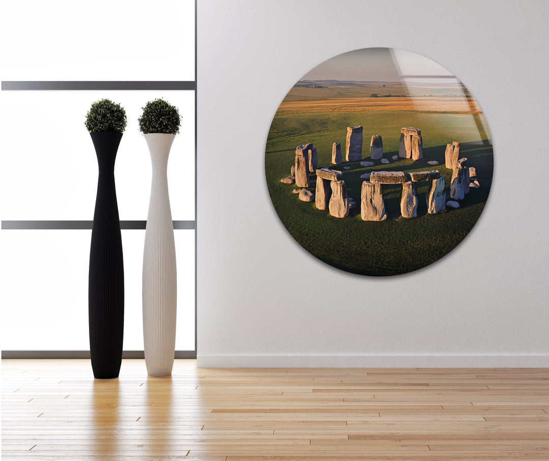 Stonehenge Aerial View Glass Wall Art – Iconic Ancient Wonder