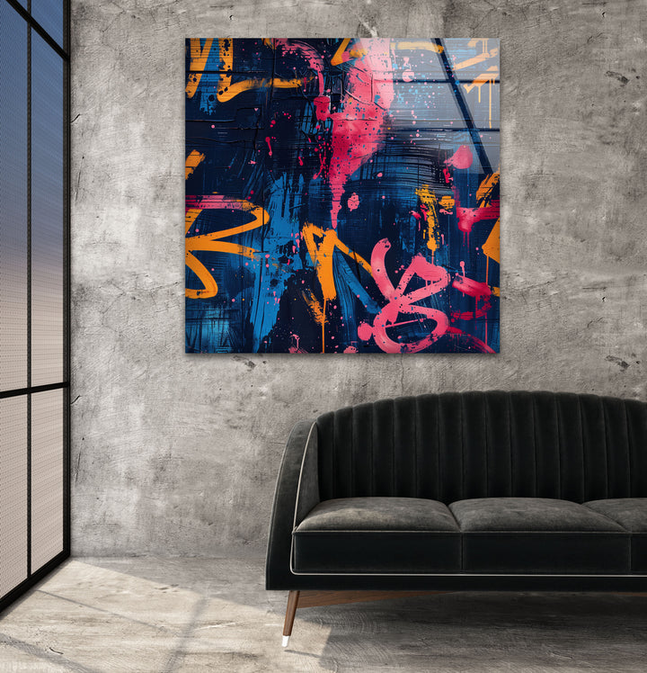 Blue Street Graffiti Cool Abstract Art & Glass Art Prints