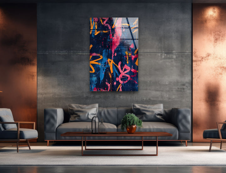 Blue Street Graffiti Glass Wall Artwork & Cool Decor