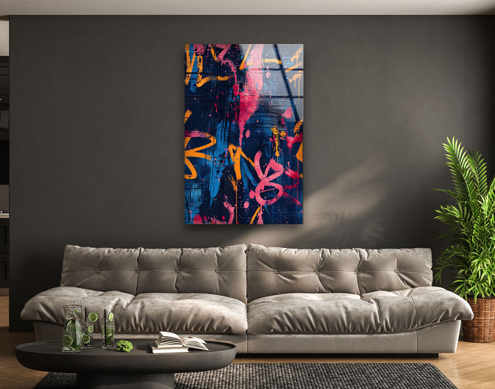 Blue Street Graffiti Glass Art Painting & Cool Wall Art