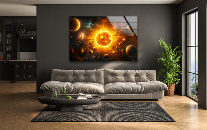 Space wall art showcasing vibrant nebulae, distant stars, and celestial landscapes

