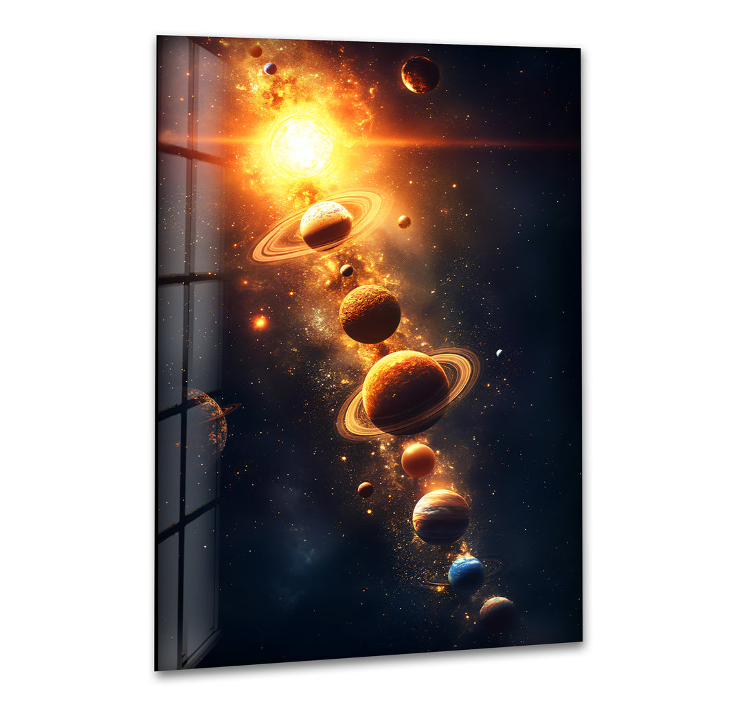 Planets Glass Wall Art print picture on glass, Tempered Glass Wall Art