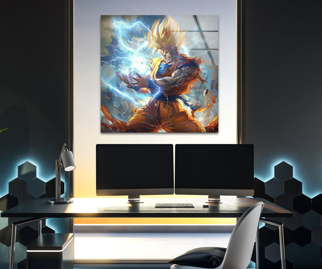 Super Saiyan Goku Glass Wall Art glass image printing, glass prints from photos
