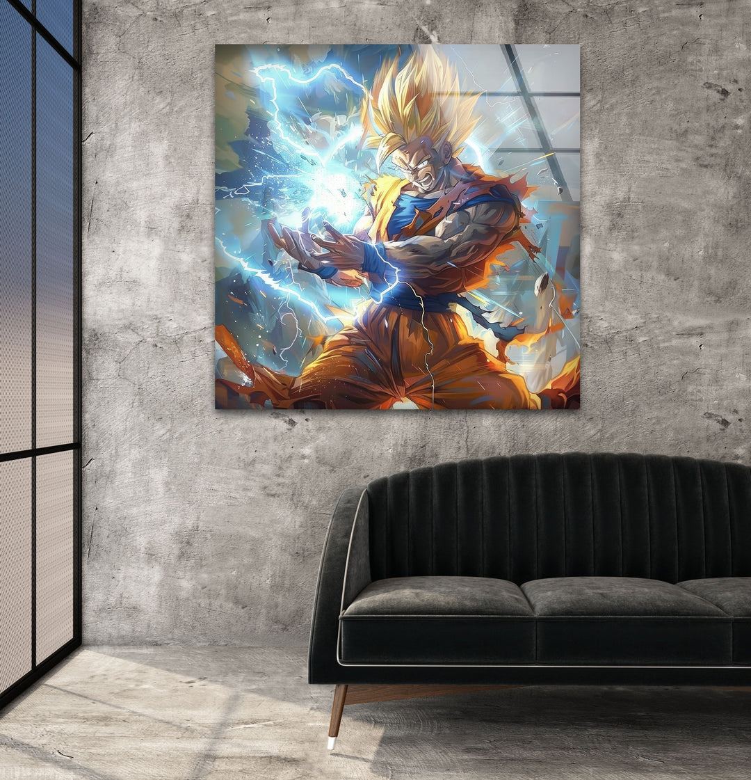 Super Saiyan Goku Glass Wall Art Glass Printing Wall Art, Print photos on glass
