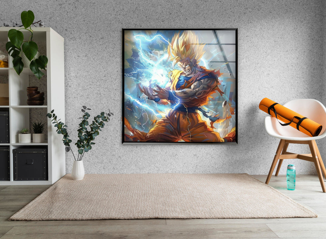 Super Saiyan Goku Glass Wall Art glass photo prints, glass picture prints
