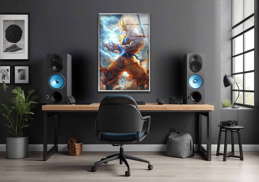 Super Saiyan Goku Glass Wall Art glass image printing, glass prints from photos
