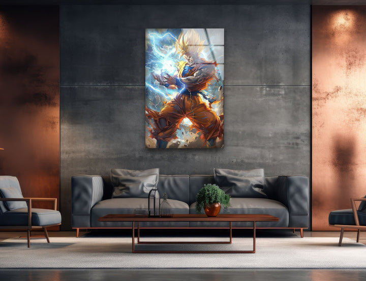 Super Saiyan Goku Glass Wall Art glass pictures for Wall, glass prints wall art
