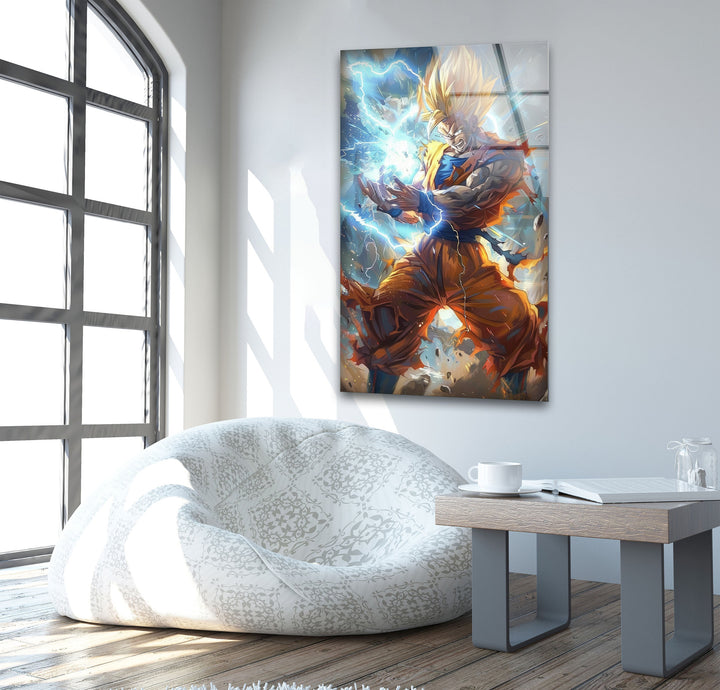 Super Saiyan Goku Glass Wall Art large glass photo prints, glass wall photos
