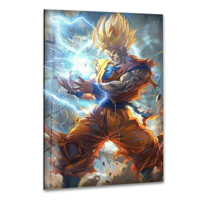 Super Saiyan Goku Glass Wall Art glass art painting, glass art for the Wall
