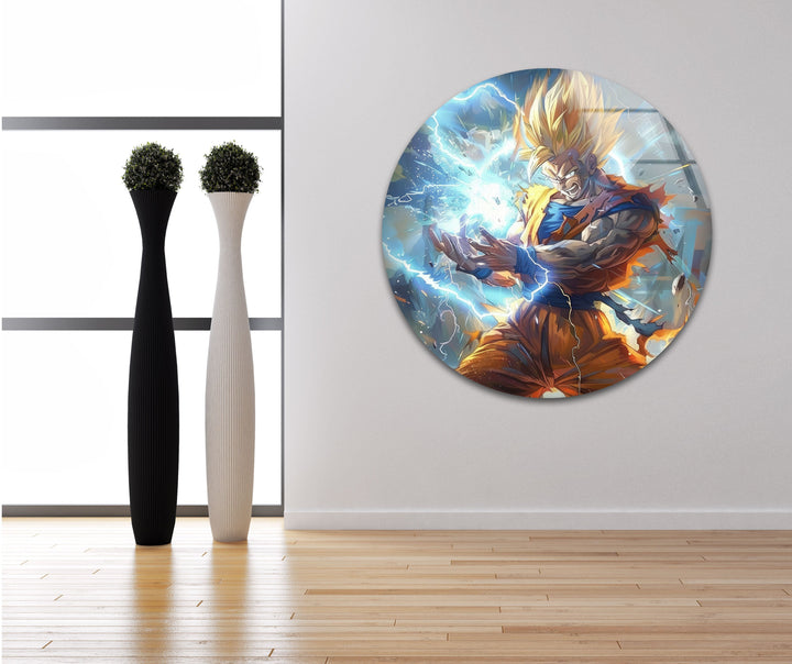 Super Saiyan Goku Glass Wall Art custom glass photo prints, large glass prints
