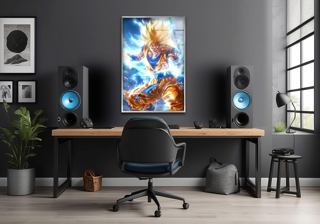 Saiyan Goku Super Glass Wall Art art glass wall art, glass wall art pictures
