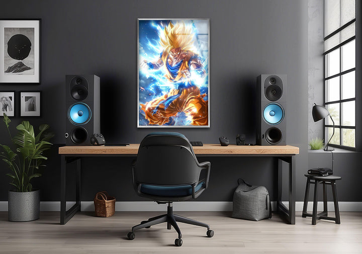 Saiyan Goku Super Glass Wall Art art glass wall art, glass wall art pictures
