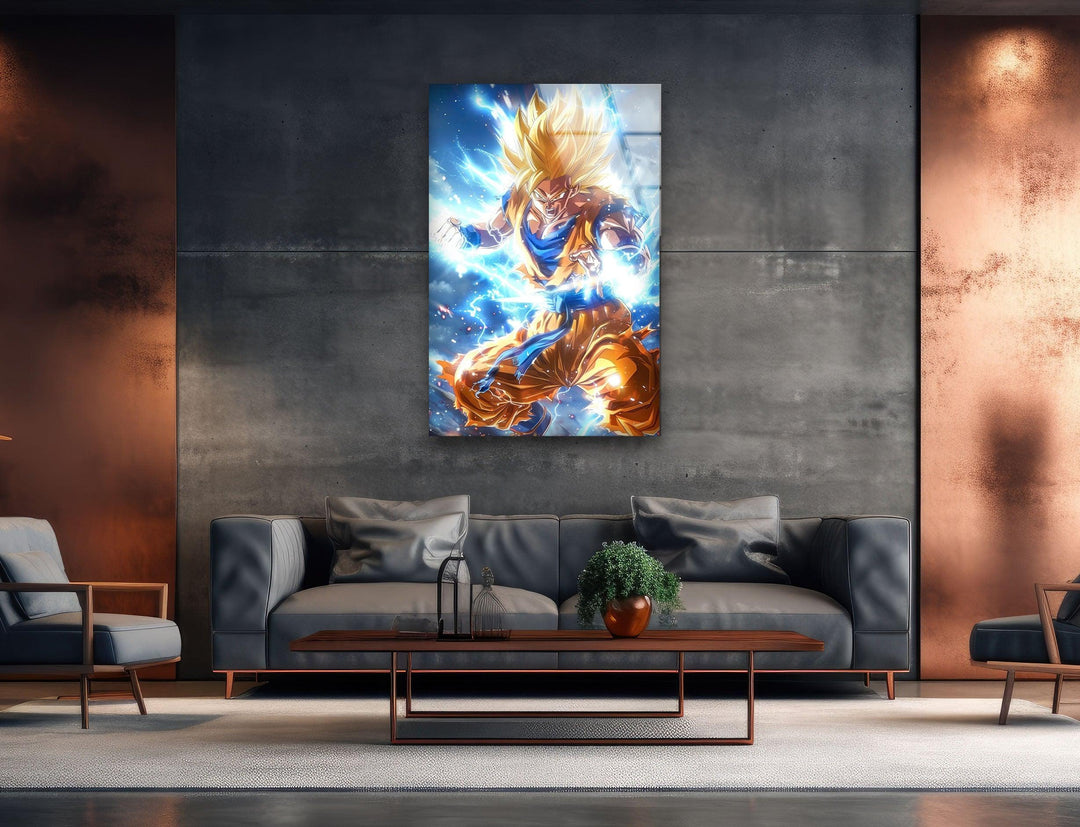 Saiyan Goku Super Glass Wall Art glass photo prints, glass picture prints
