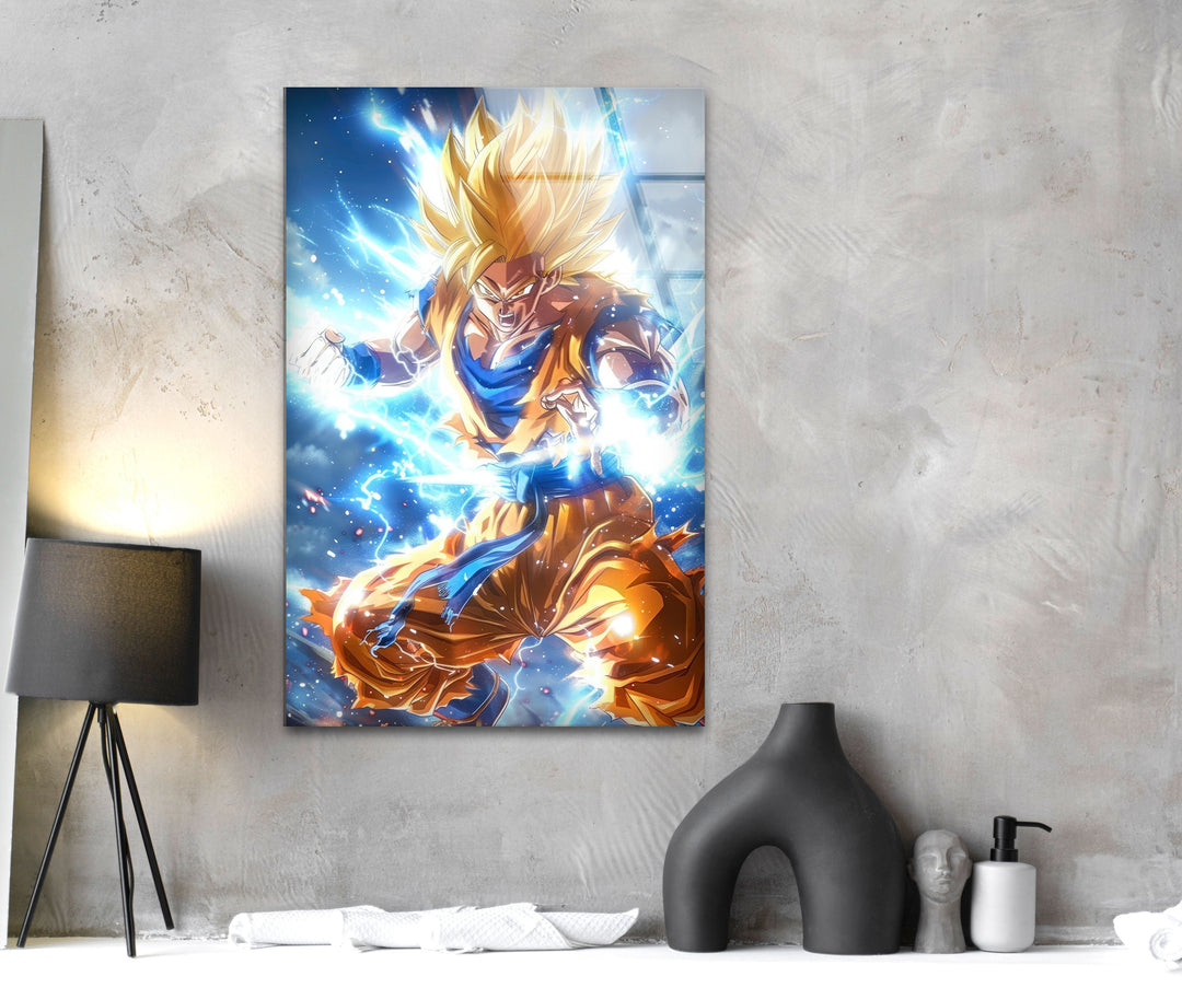 Saiyan Goku Super Glass Wall Art glass image printing, glass prints from photos
