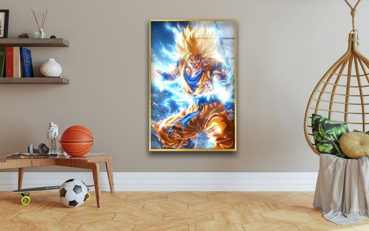 Saiyan Goku Super Glass Wall Art glass pictures for Wall, glass prints wall art
