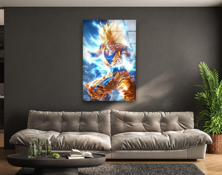 Saiyan Goku Super Glass Wall Art glass wall decor, glass wall art decor
