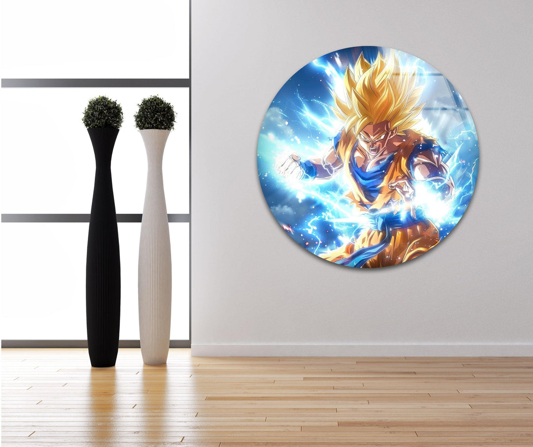 Saiyan Goku Super Glass Wall Art photo print on glass, prints on glass wall art
