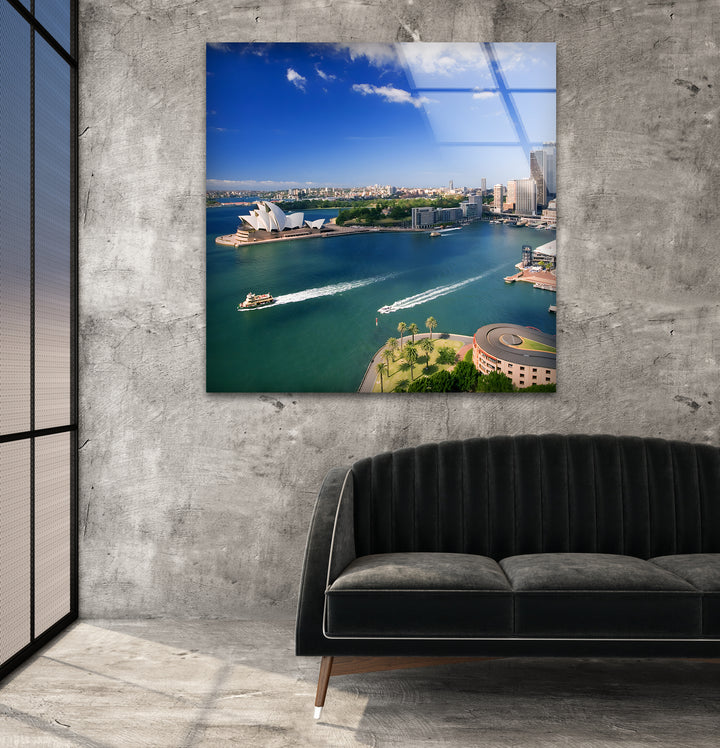 Sydney Harbour Glass Wall Art – Iconic Australian Landmark with Opera House View