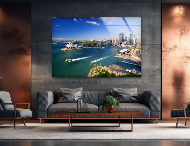 Sydney Harbour Glass Wall Art – Iconic Australian Landmark with Opera House View