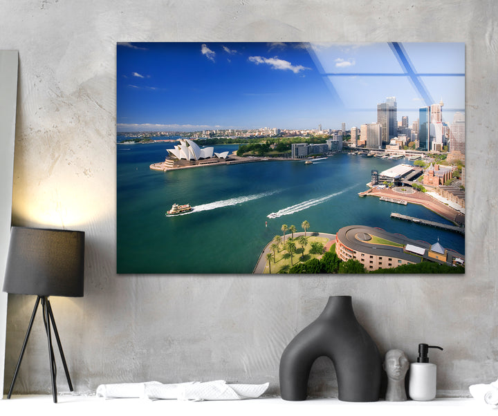 Sydney Harbour Glass Wall Art – Iconic Australian Landmark with Opera House View