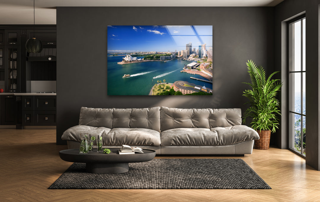 Sydney Harbour Glass Wall Art – Iconic Australian Landmark with Opera House View