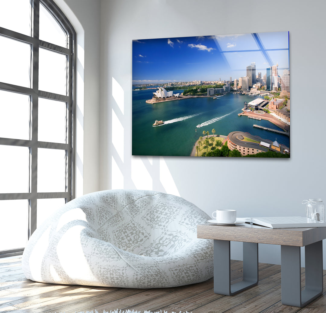 Sydney Harbour Glass Wall Art – Iconic Australian Landmark with Opera House View