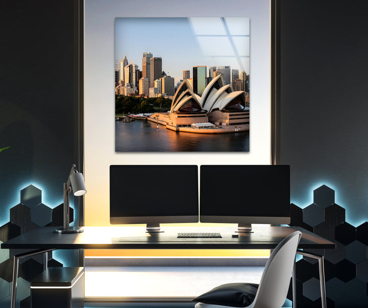 Sydney Opera House Glass Wall Art – Iconic Landmark View of Australia's Famous Harbour