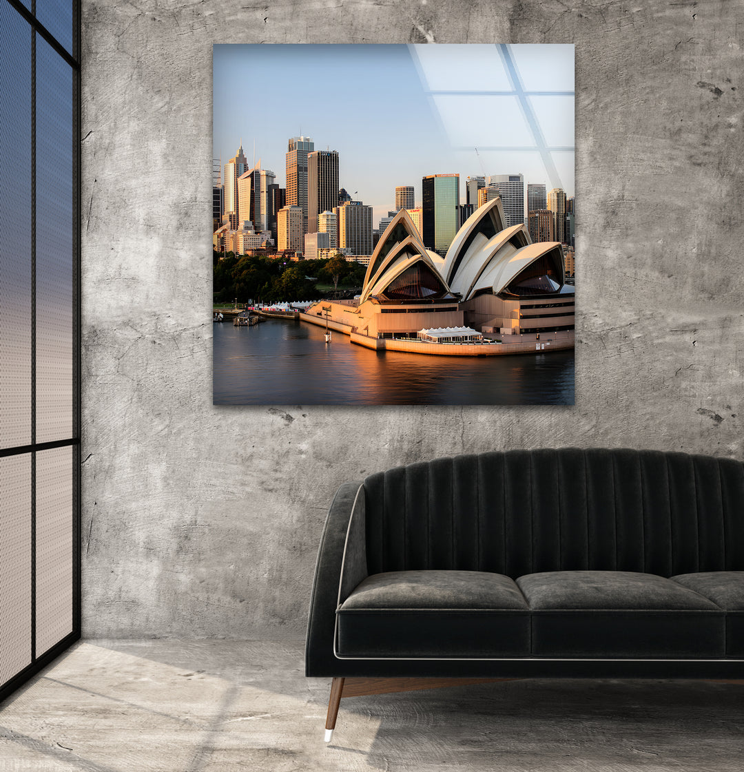 Sydney Opera House Glass Wall Art – Iconic Landmark View of Australia's Famous Harbour