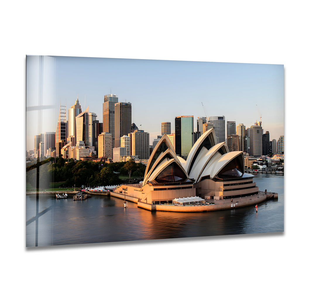 Sydney Opera House Glass Wall Art – Iconic Landmark View of Australia's Famous Harbour