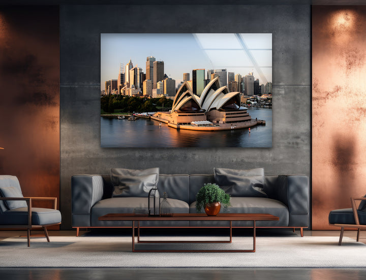 Sydney Opera House Glass Wall Art – Iconic Landmark View of Australia's Famous Harbour