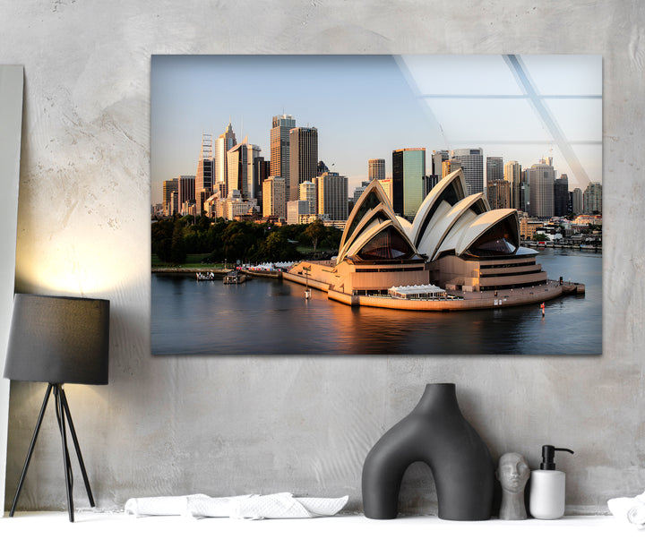 Sydney Opera House Glass Wall Art – Iconic Landmark View of Australia's Famous Harbour