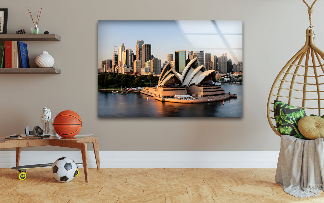 Sydney Opera House Glass Wall Art – Iconic Landmark View of Australia's Famous Harbour