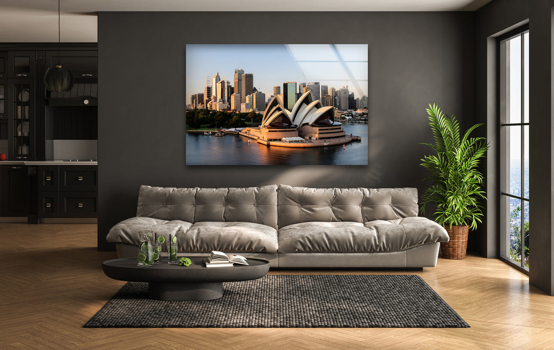 Sydney Opera House Glass Wall Art – Iconic Landmark View of Australia's Famous Harbour