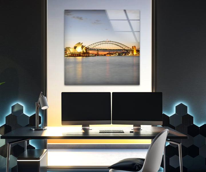 Sydney Harbour Glass Wall Art – Iconic Australian Landmark with Opera House & Harbour Bridge