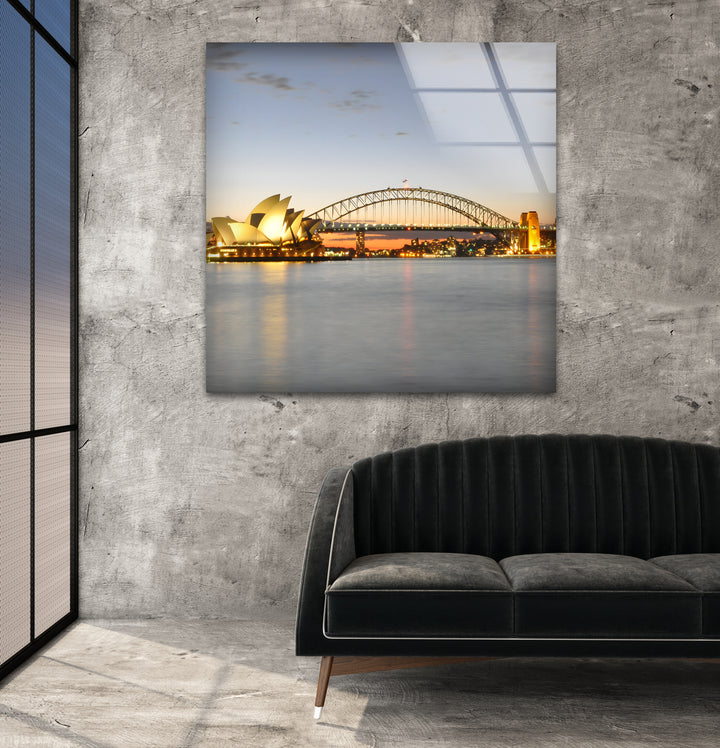 Sydney Harbour Glass Wall Art – Iconic Australian Landmark with Opera House & Harbour Bridge