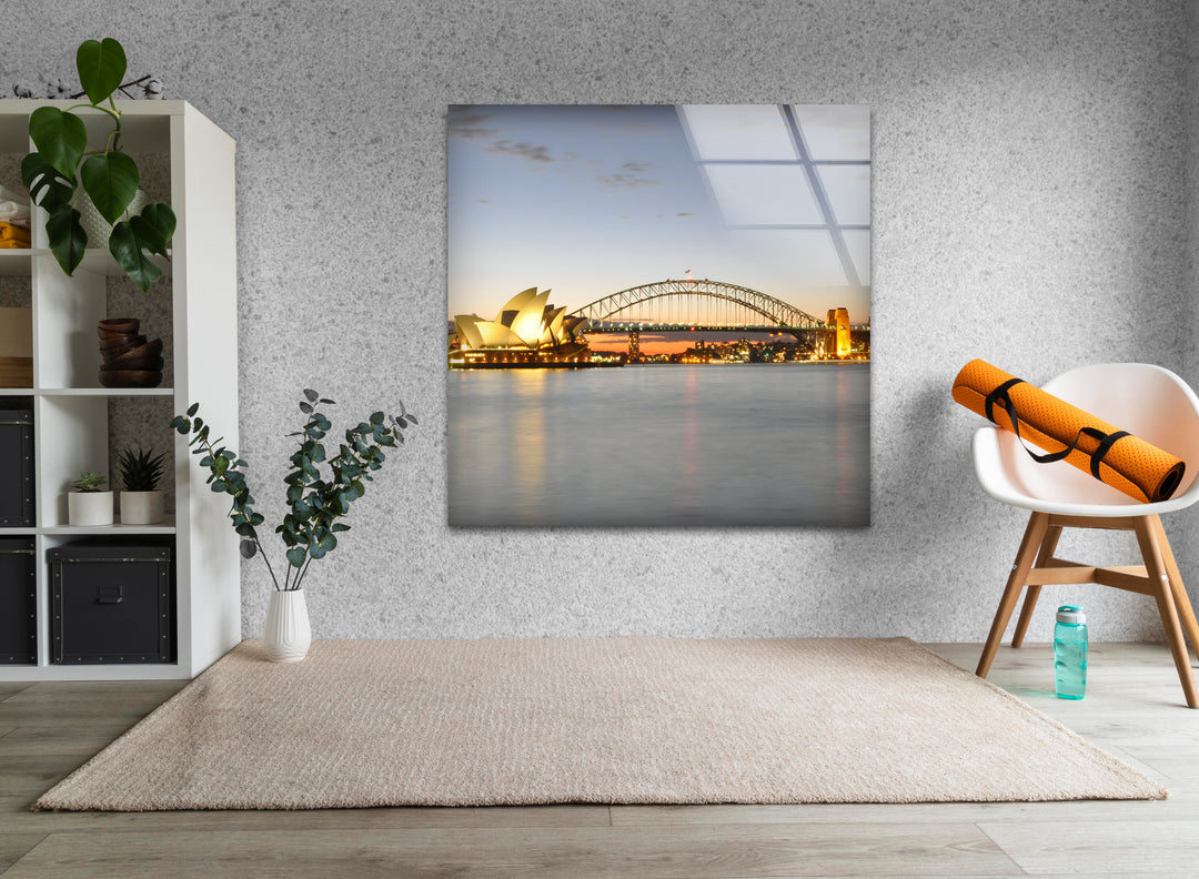 Sydney Harbour Glass Wall Art – Iconic Australian Landmark with Opera House & Harbour Bridge