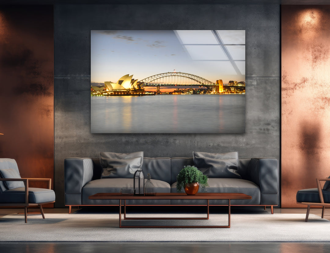 Sydney Harbour Glass Wall Art – Iconic Australian Landmark with Opera House & Harbour Bridge